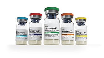 5 vials of SOMAVERT 10 mg, 15 mg, 20 mg, 25 mg, and 30 mg