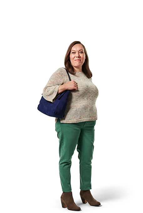 Picture of Jenifer, an actual acromegaly patient, standing
